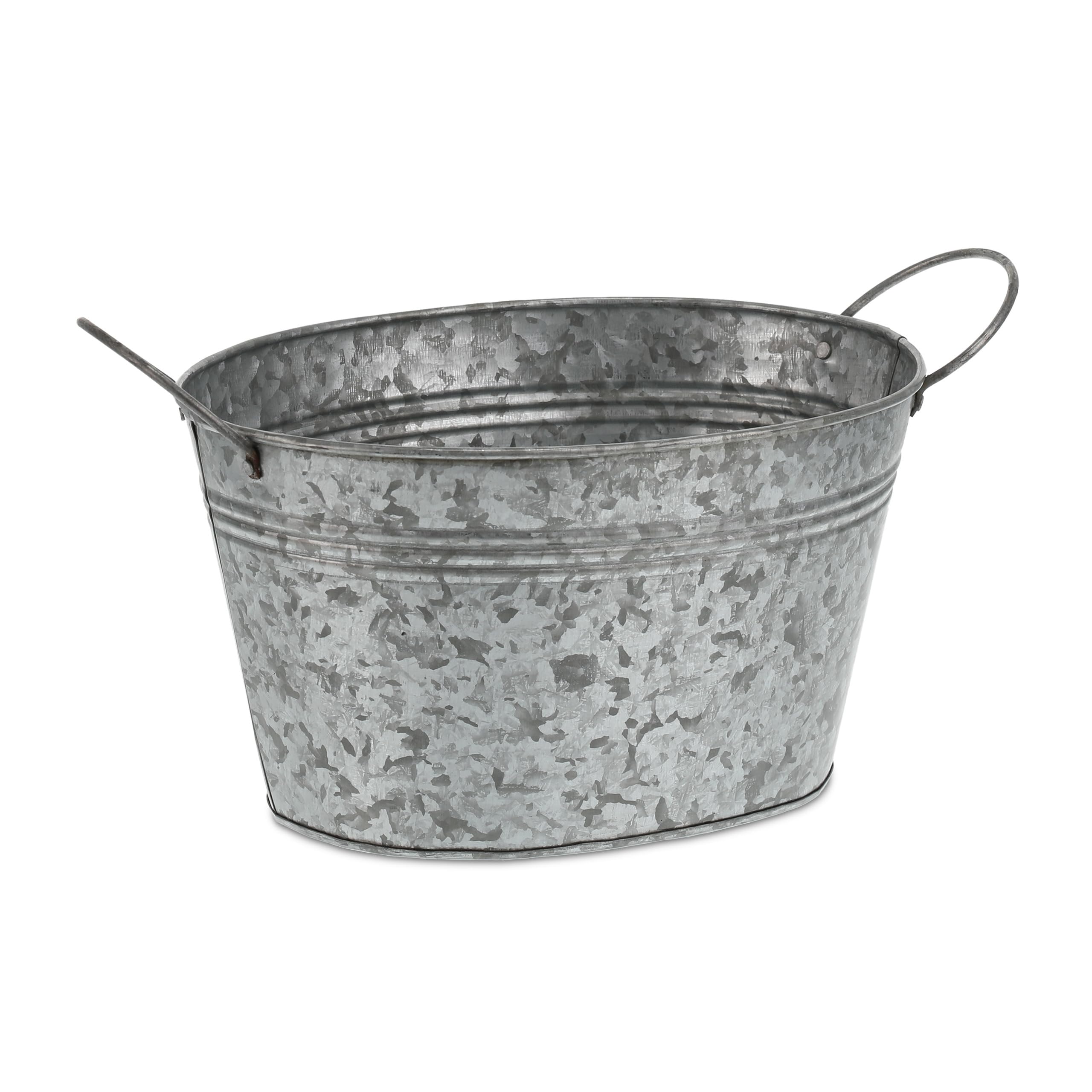 Relaxdays Pack 4 Macetas de Metal, Tiestos Flores de Exterior, Jardineras Ovaladas, 15,5x29x17,5 cm, Vintage, Plateado