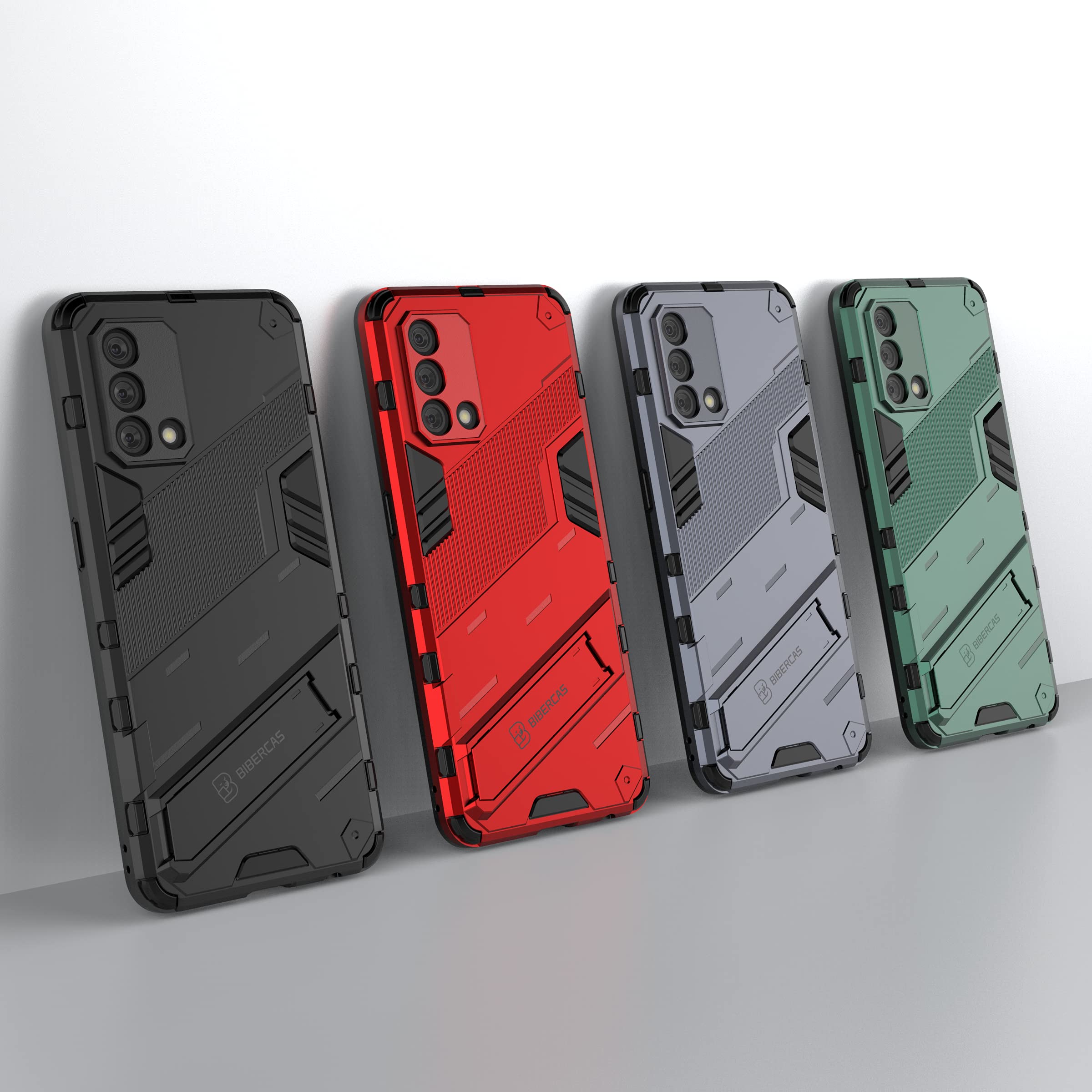DOINK Cover Antiurto Per Oppo A74 (4G) Con Cavalletto - Custodia Robusta PC+TPU Rossa, Protezione Obiettivo E Bordi - 2