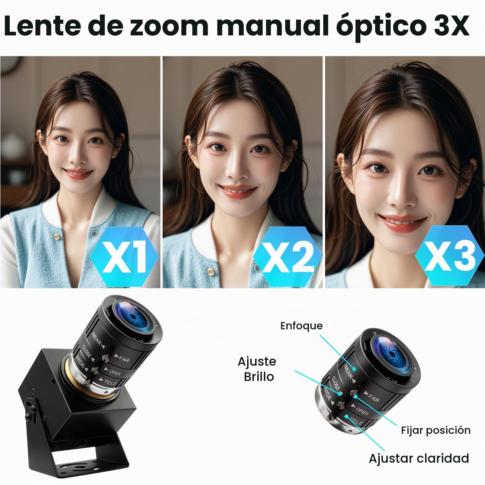 ELP Cámara USB 4K 120fps - Cámara de alta velocidad 12MP con zoom óptico manual 3x - para Golf, Raspberry Pi, Windows, Linux, Mac OS