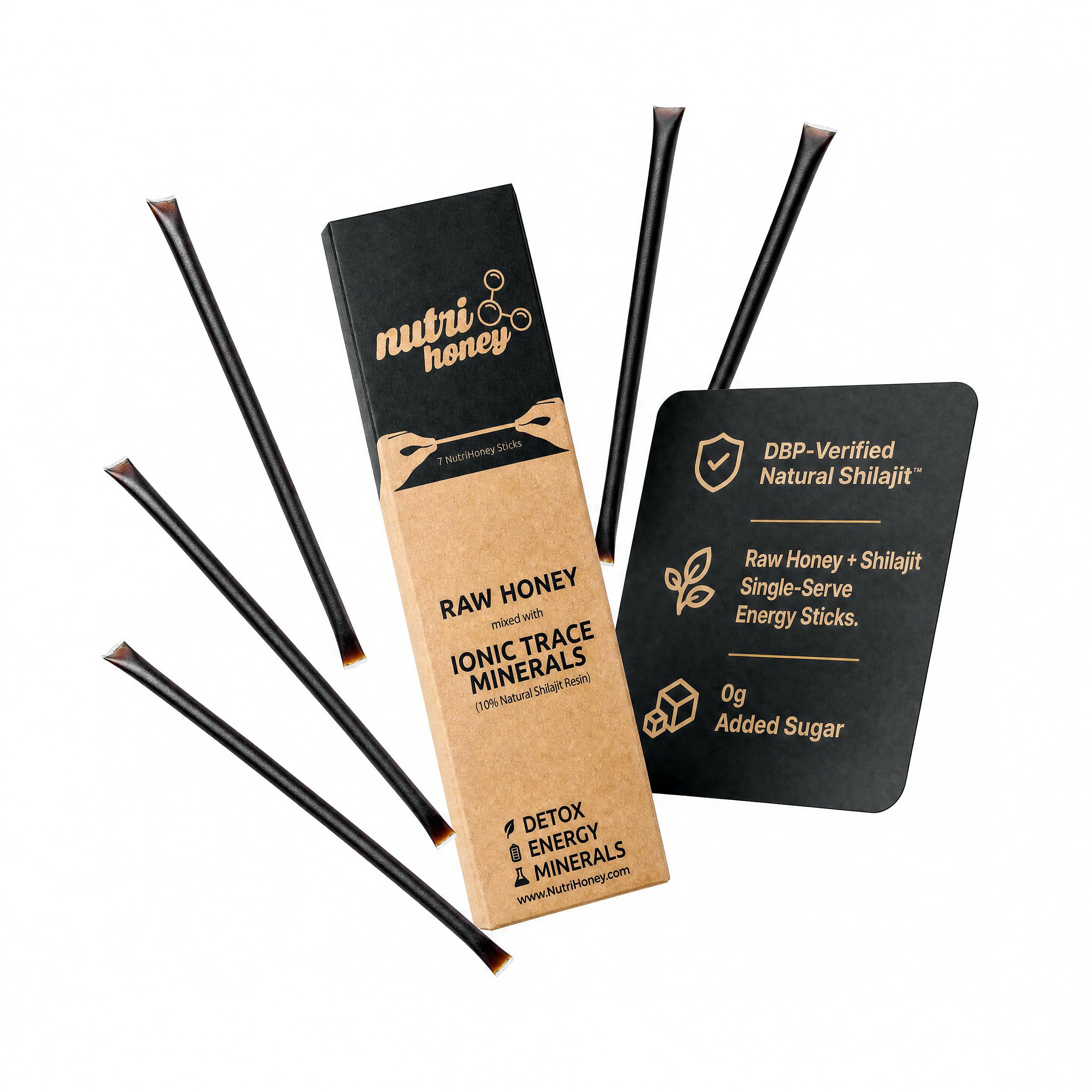 NATURAL SHILAJIT Honey Sticks - Shilajit Resin with Raw Honey, Fulvic Acid & Trace Minerals, Plant Based Nutrients for Energy, Immune Support & Vitality - 7 Shilajit Sticks 7 Count