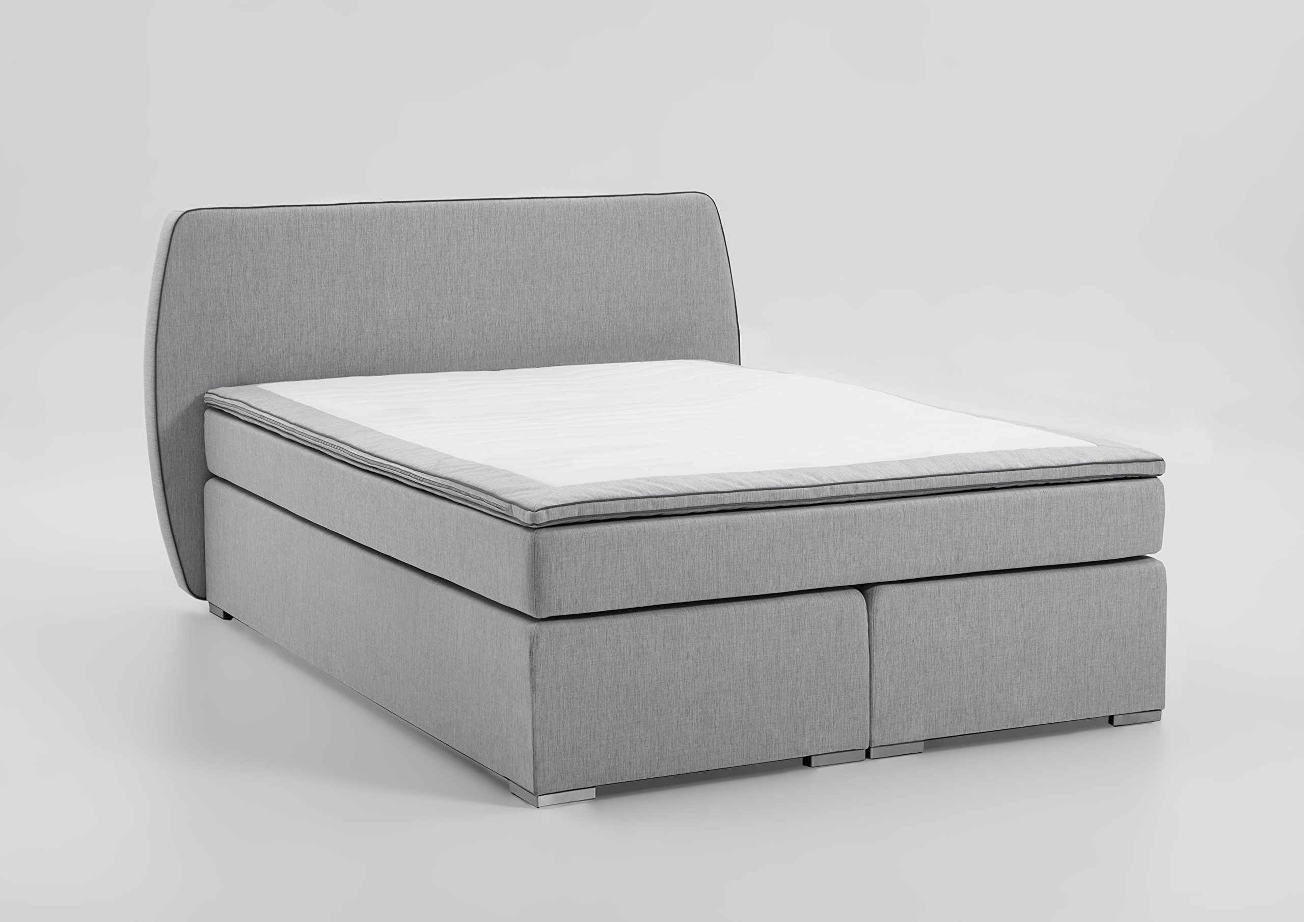 Atlantic Home Collection Letto con Contenitore, durezza Materasso H2, con coprimaterasso, con poggiatesta, Colore Grigio Chiaro, Grigio, 140 x 200 cm