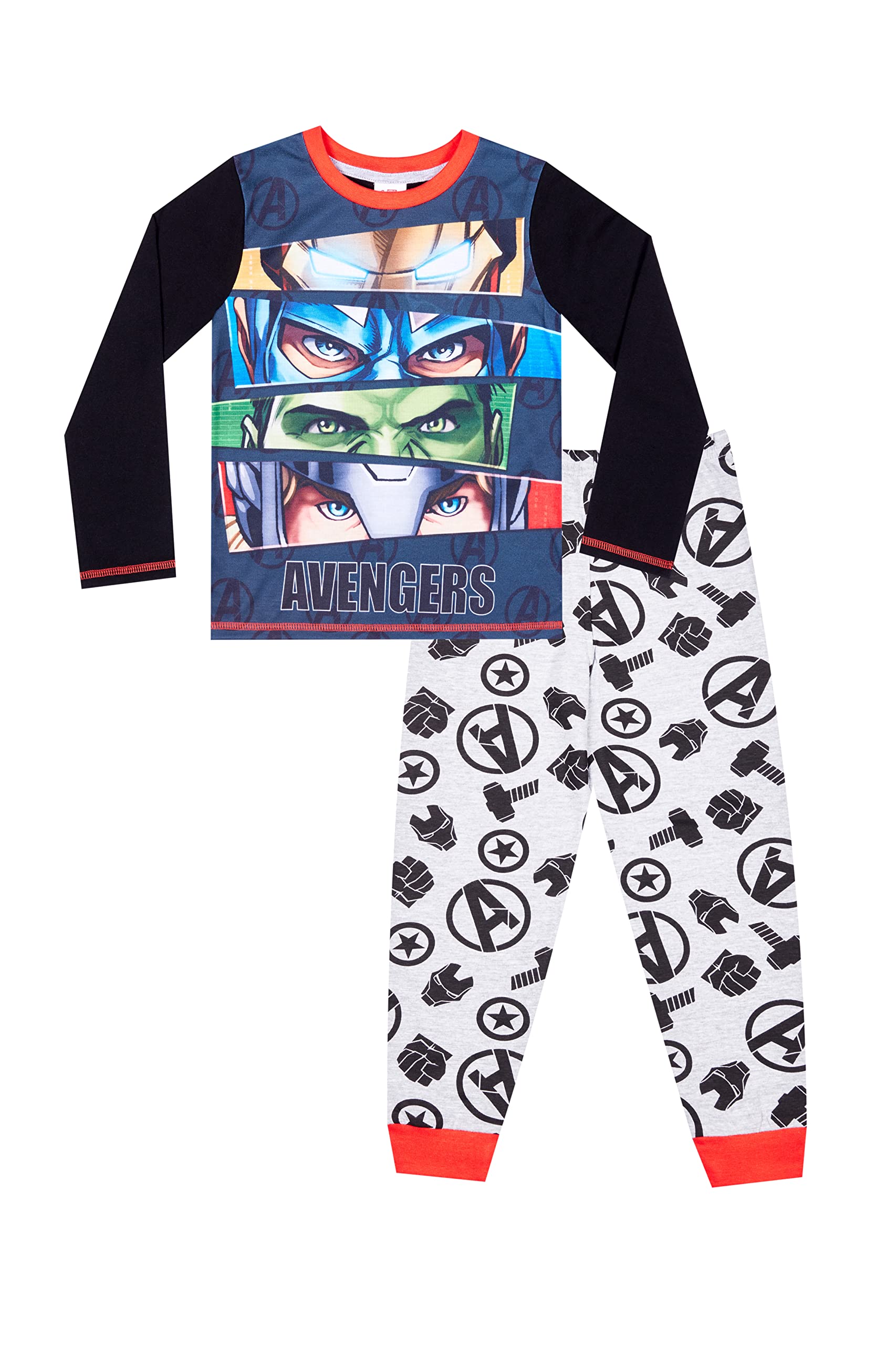 MARVEL THE AVENGERS Boys Iron Man Captain America Hulk Thor Long Pyjama Set