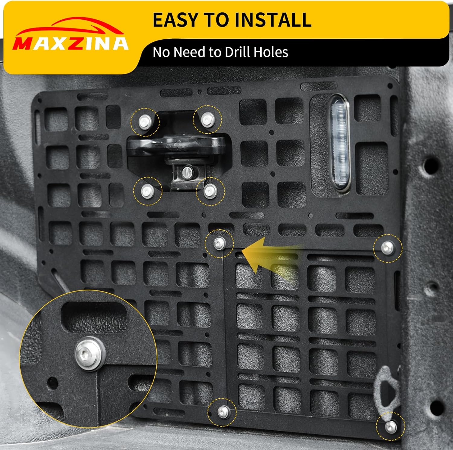 Side Bed Panel Compatible with 2015-2026 Ford F150 (5.5FT ONLY) Side Molle Panel Truck Bed Panel Rear Cargo Storage Shelf Replacement for 2025 Ford F-150 Accessories