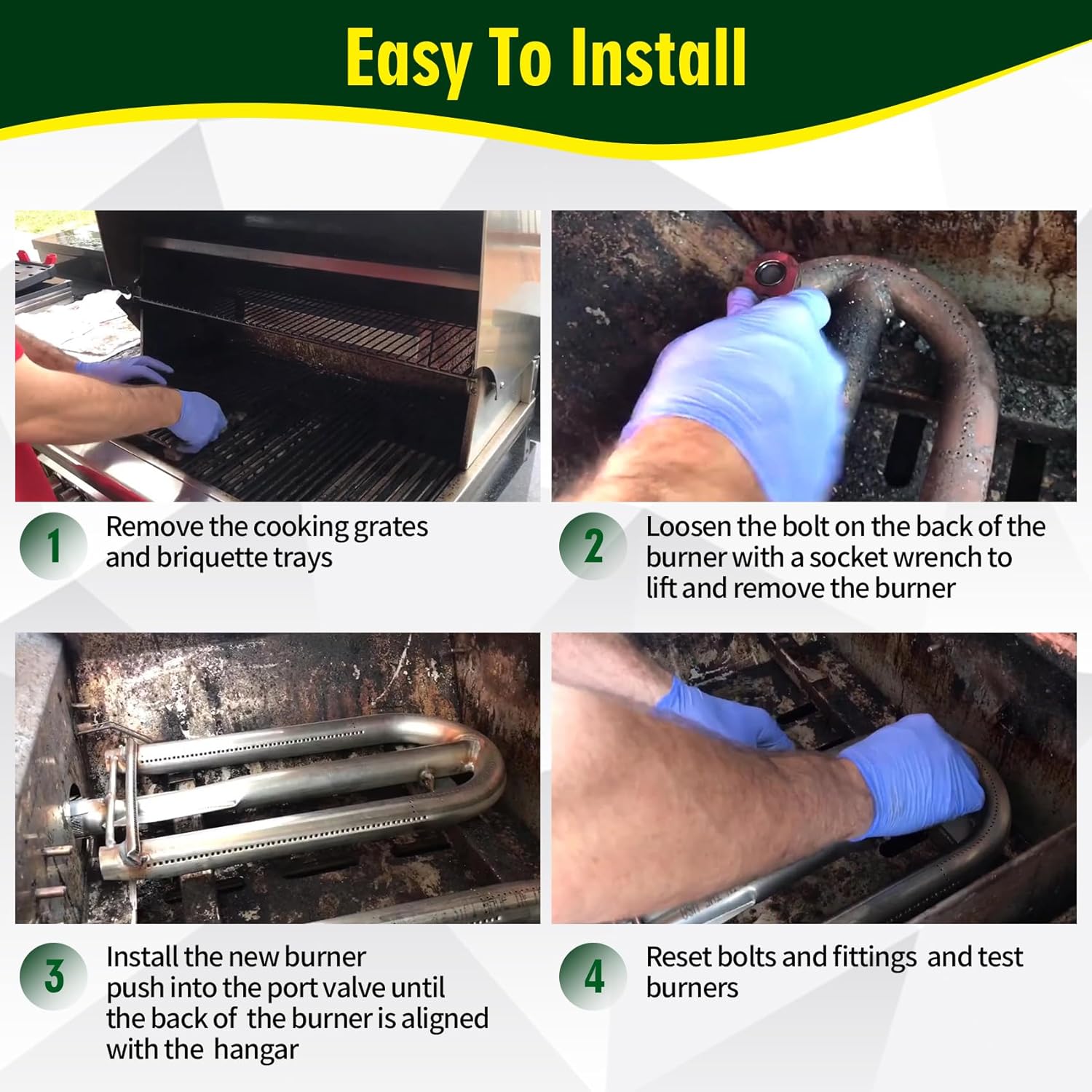 12561 U Tube Stainless Steel Grill Burner Replacement Compatible with Lynx Sedona L400PS L400PSR L500PS L500PSR L600PS L600PSR L700PS L700PS, 33750 Burner Kit Include Double 12561 Burners