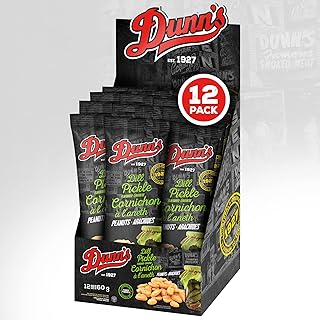 Dunn’s Famous Dill Pickle Peanuts, Roasted Dill Pickle Flavored Peanuts, Rich in Fiber, Iron and Unsaturated Fats, Jumbo Runner USA Quality Whole White Peanuts, Heart-Healthy Snack Pack
