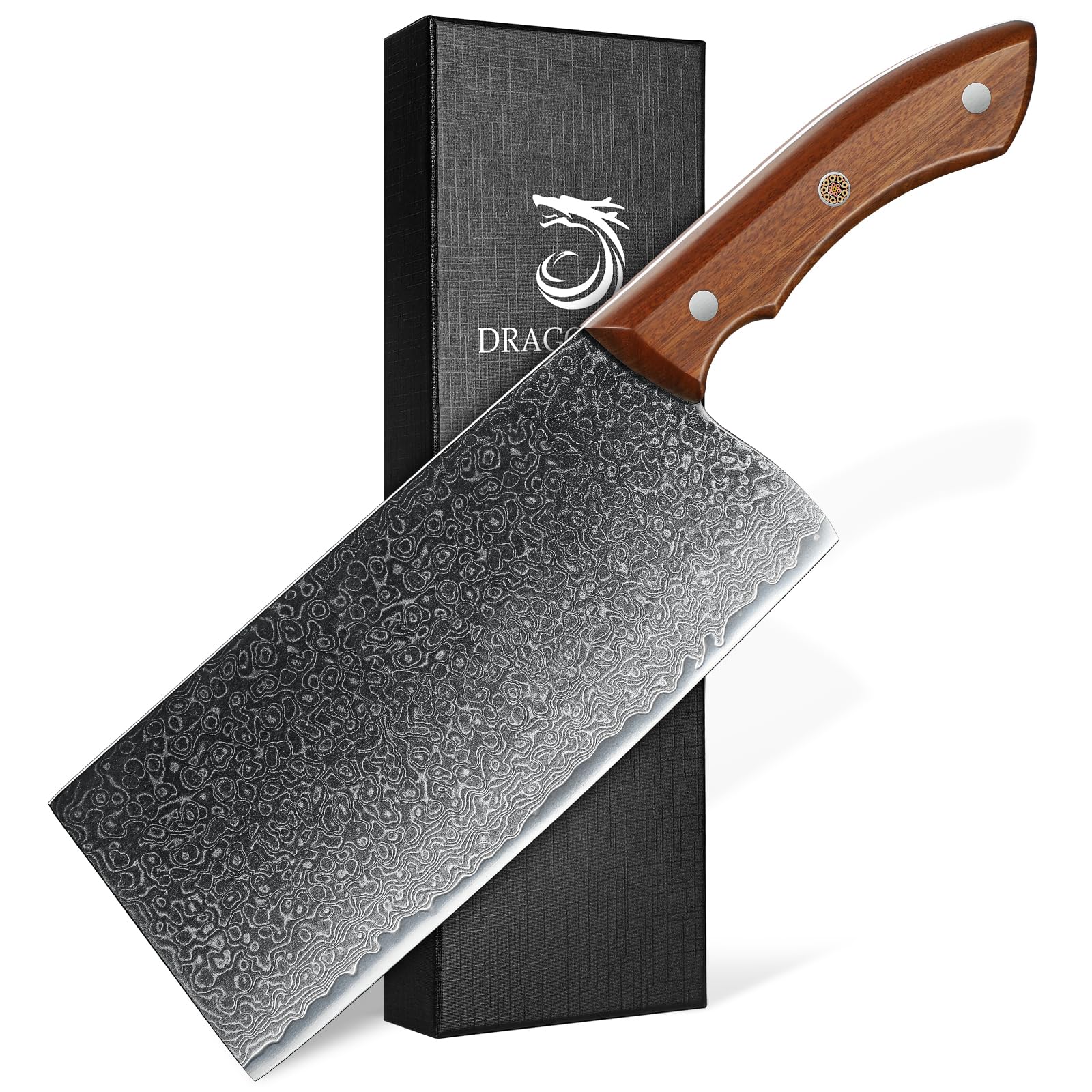 DRAGON RIOT 10 Inch Meat Cleaver, VG10 Steel, Wood Handle