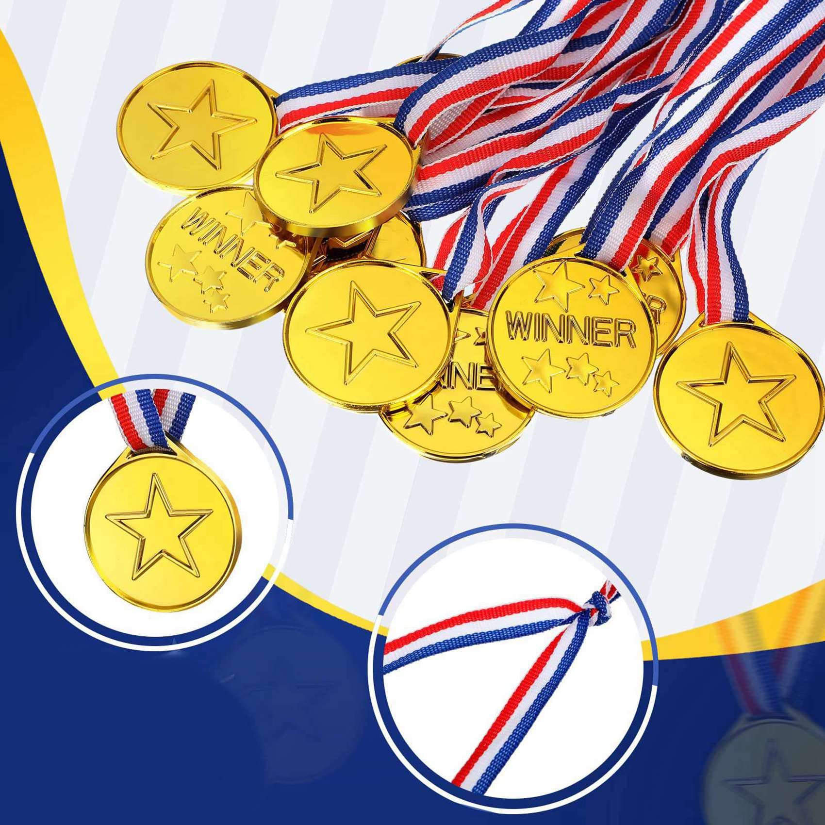 ISTOVO 300 Pezzi Medaglie Vincitore in Plastica per Bambini Medaglie Premio Vincitore D' per Stile, Decorazioni per Feste E Premi