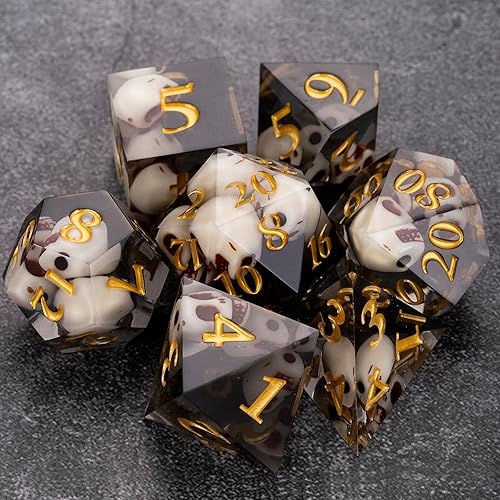 Juego de dados DND de calavera negra, dados de núcleo de calaveras de resina poliédrica para Dungeon and Dragons D&D RPG MTG Pathfinder
