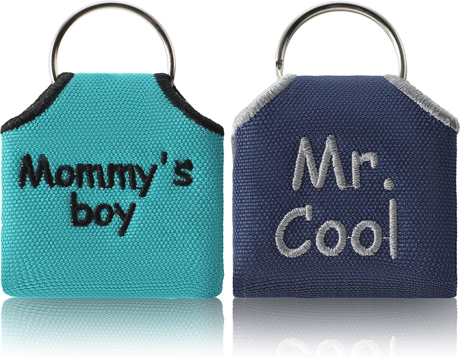 Weewooday 2 Pieces Dog Tag Silencer Pet Tag Bag Dog ID Tag Cover Pet Name Tag Pouch Dog Tag Protector with Tag Ring, Green and Blue