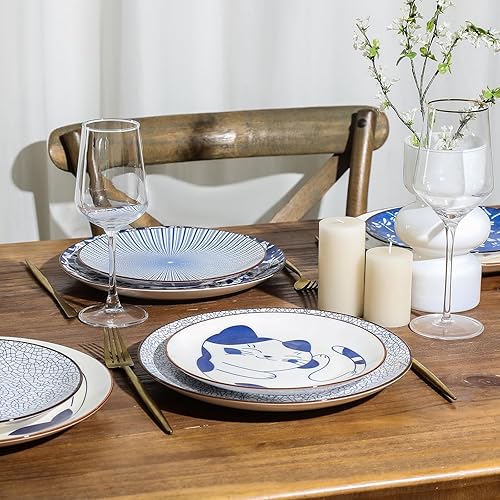 Miniatura 4 de Selamica Platos de cerámica para postre de 8 pulgadas, platos de aperitivo para servir aperitivos, pasta, aptos para microondas y lavavajillas,