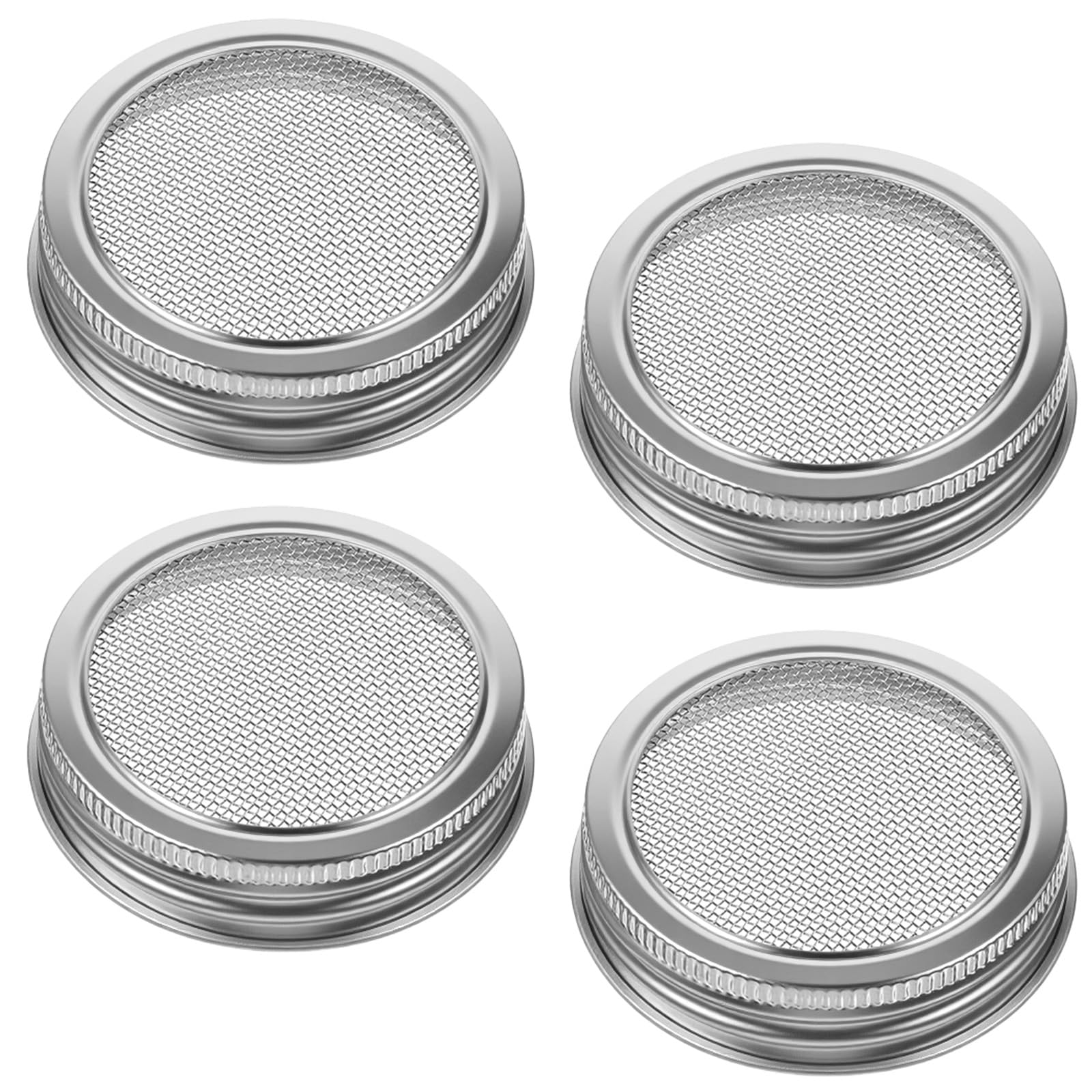4 Pack Mason Jar Sprouting Lids, Regular Mouth Mason Jars Sprout Lids, Stainless Steel Sprouting Lid for Wide Mouth Masons Jars, Growing Bean, Broccoli, Alfalfa, Organic Sprout Seeds