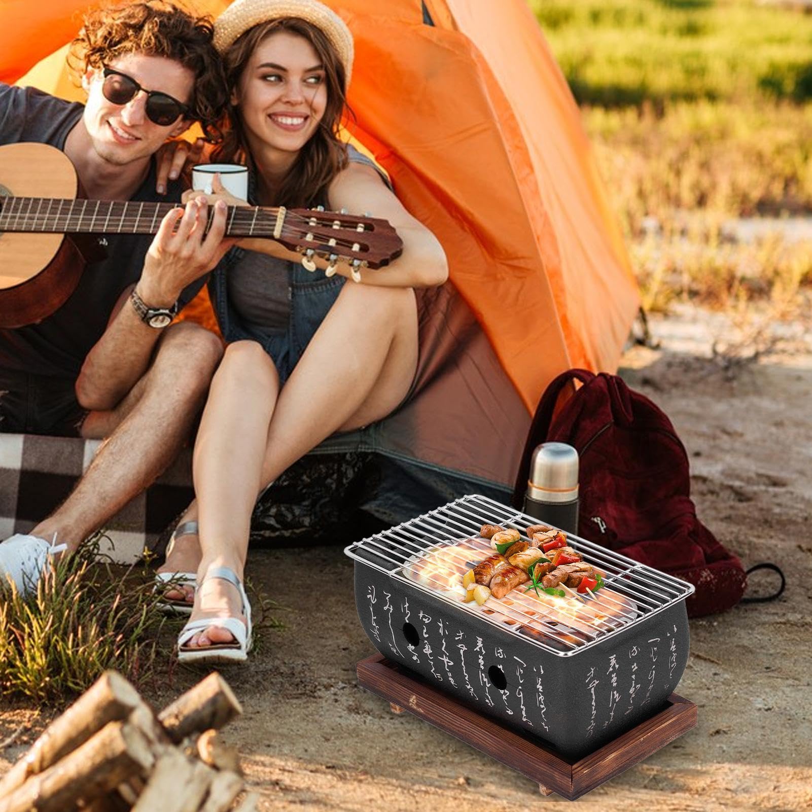 Stufa a carbone in stile giapponese – Stufa a carbone compatto barbecue da | viaggio | meni barbecue da esterno con griglia e stufa a carbone, barbecue portatile e compatto per giardino
