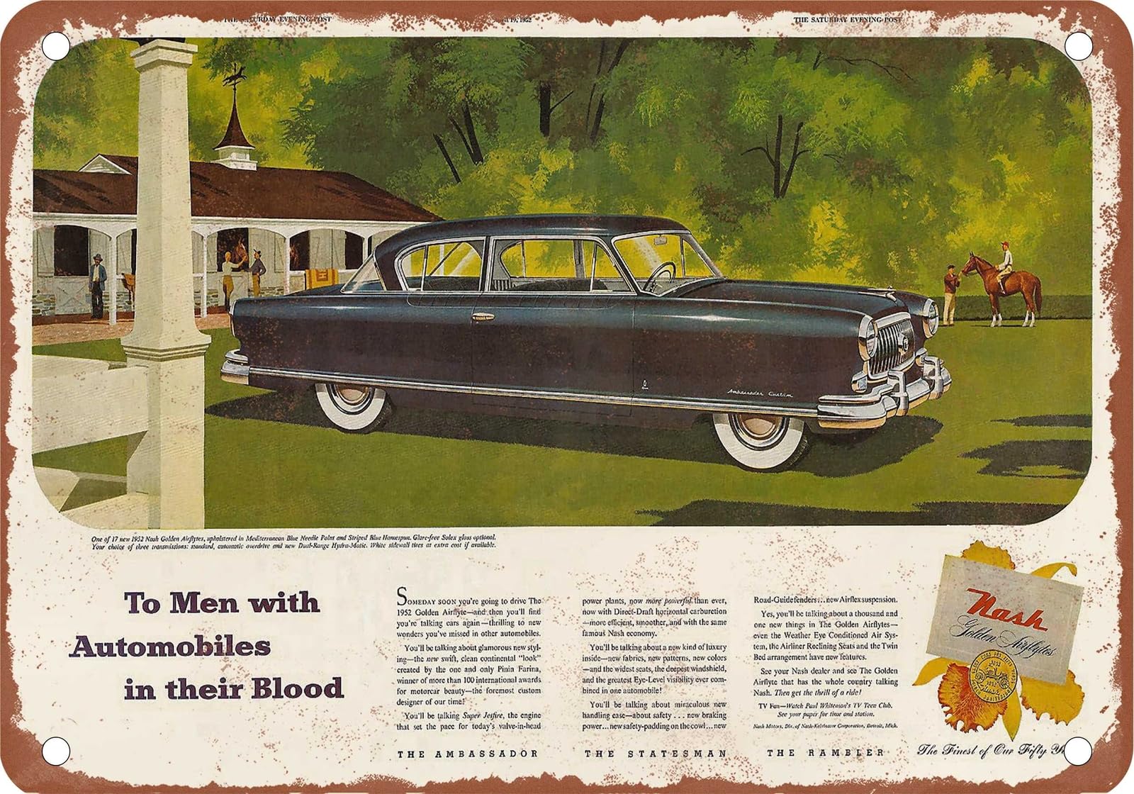METAL SIGN - 1952 Nash Vintage Ad 01 - Old Retro Rusty Look home decor
