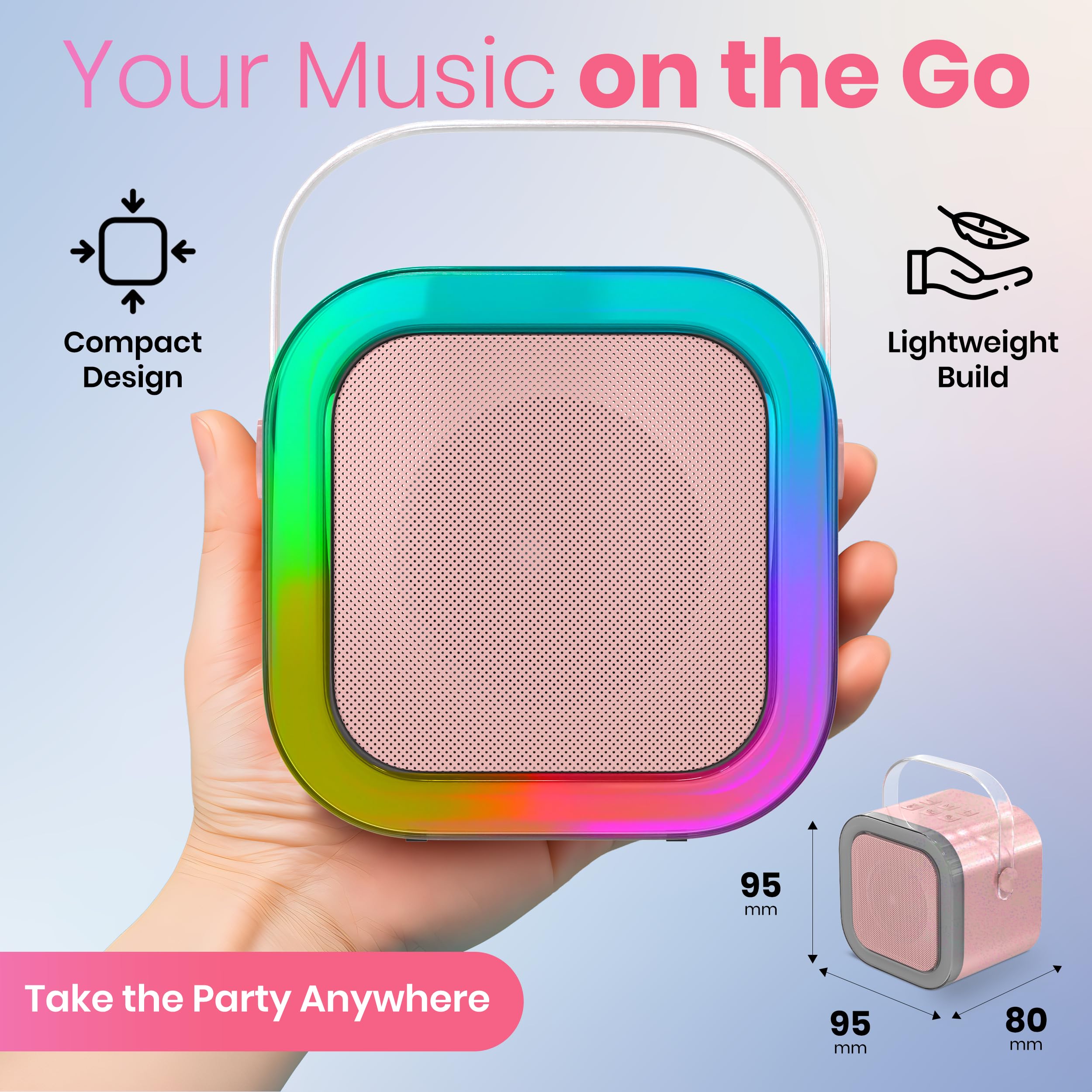 Mini macchina per karaoke con 2 microfoni wireless per bambini e adulti, altoparlante Bluetooth portatile per bambine di 8-12 anni, piccolo microfono Kareoke per feste di bambini, ragazzi e ragazze