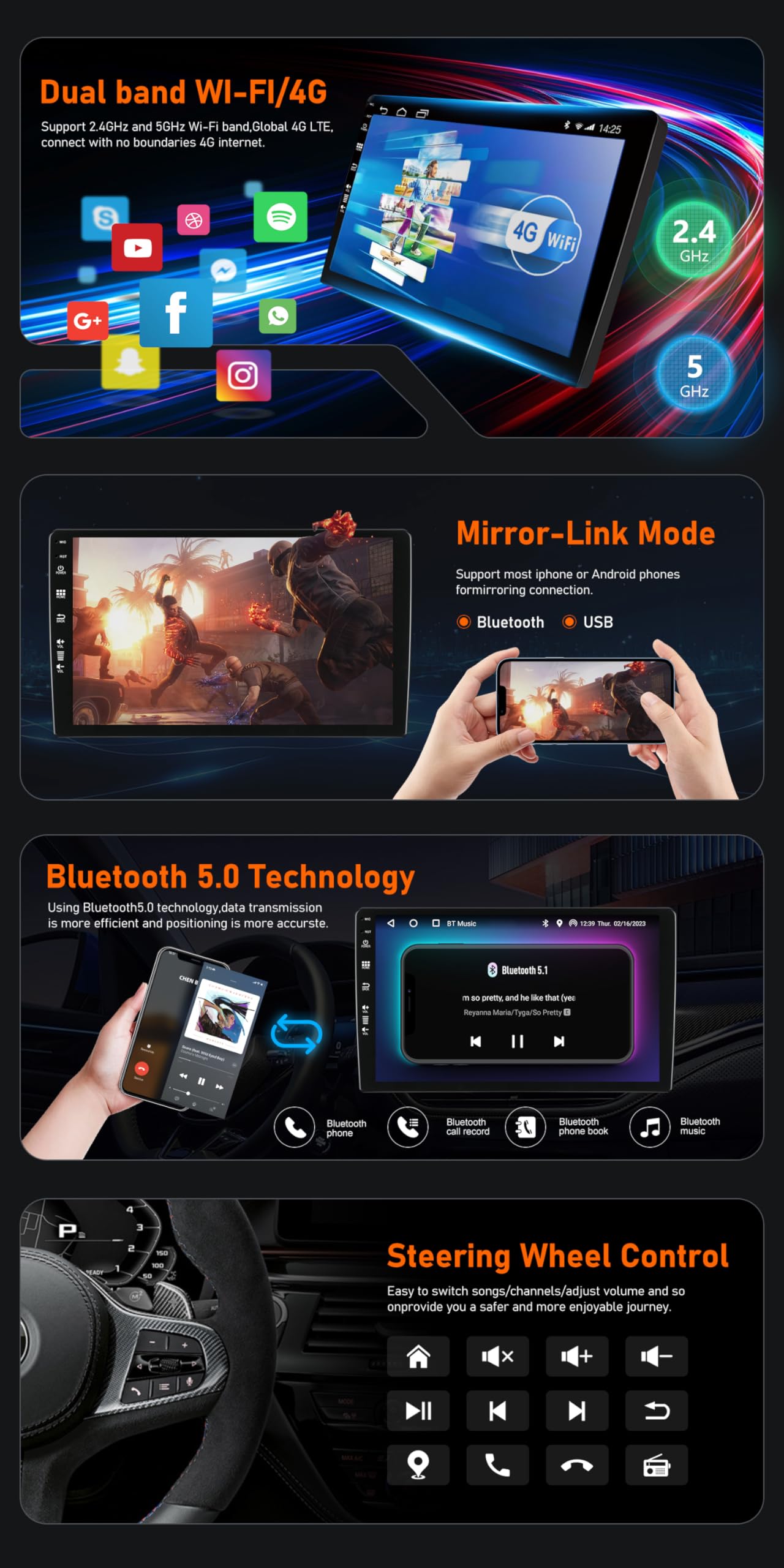 Radio samochodowe z systemem Android 14 do Citroen Jumpy 3 / Peugeot Expert/Toyota Proace/Opel Vivaro (2016-2021) Sat NAV - Wireless CarPlay Android Auto - 2G + 32G - IPS 9 cali 2 Din