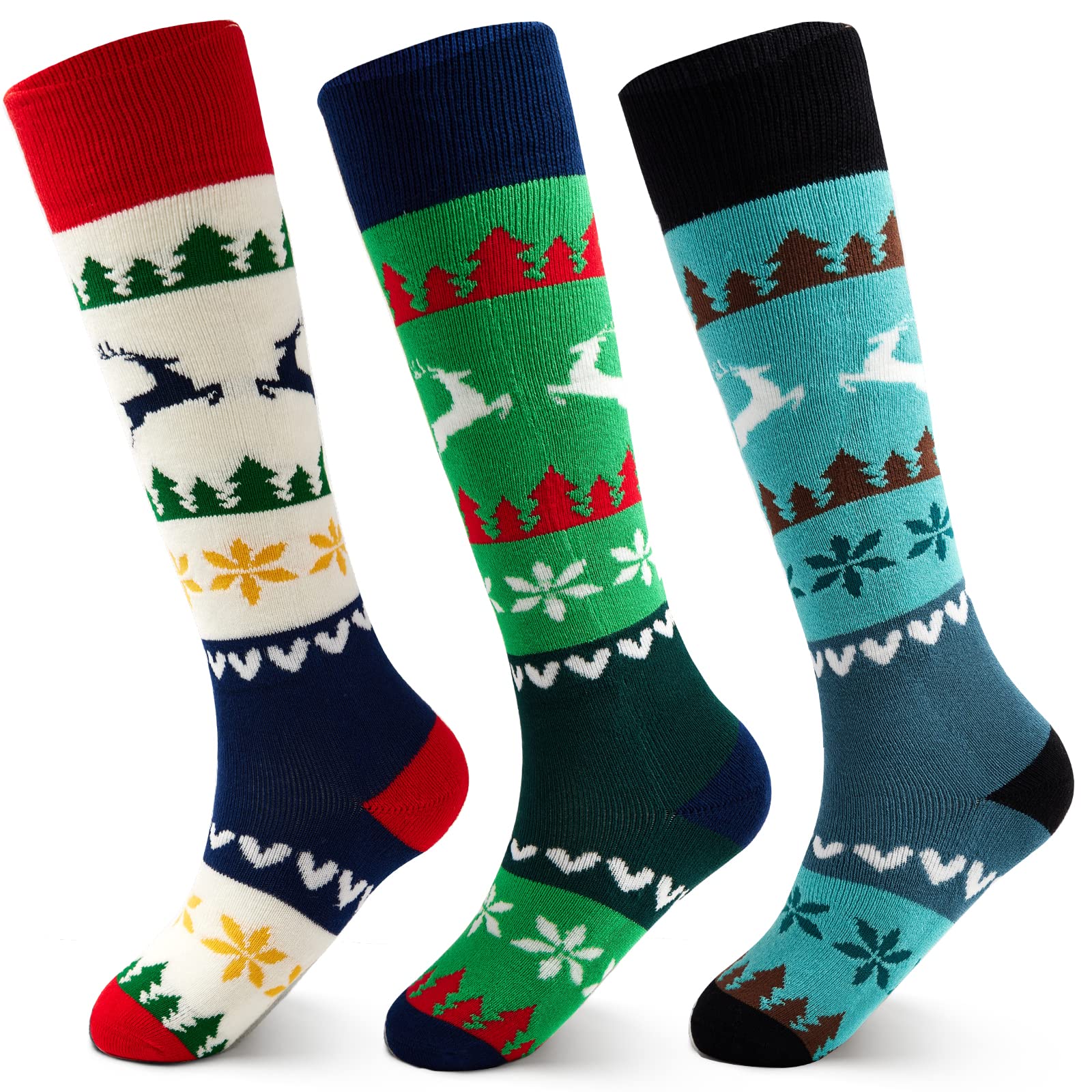 Aisyee Skisocken Kinder Wintersocken Jungen Warme Socken Dicke Baumwollsocken Lange Thermosocken für Jungen 3 Paar