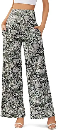 JZC Women's Palazzo Lounge Pants Casual Wide Leg Pants High Waist Flowy Toursers with Pockets