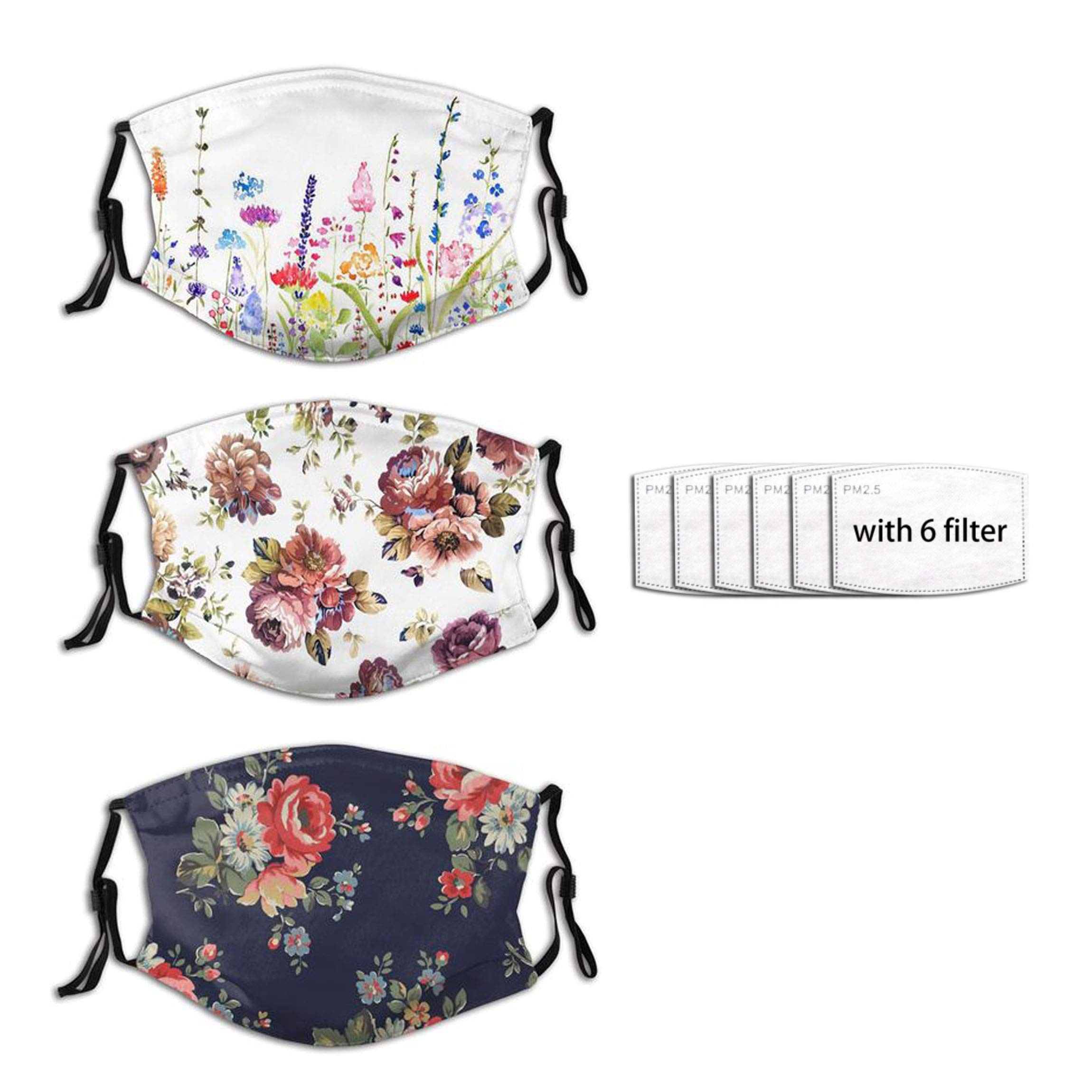 3pcs Flower Mask,Flower Daisies Floral Face Mask Unisex Balaclava Washable Reusable Cloth Fashion Scarf