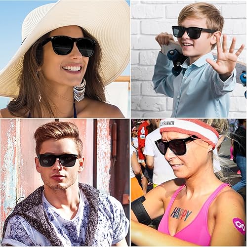 Miniatura 5 de Oleitodh Gafas de sol de neón para adultos y niños, regalos de fiesta a granel, lentes de sol retro de los años 80 y 90 para bodas, playa, piscina,