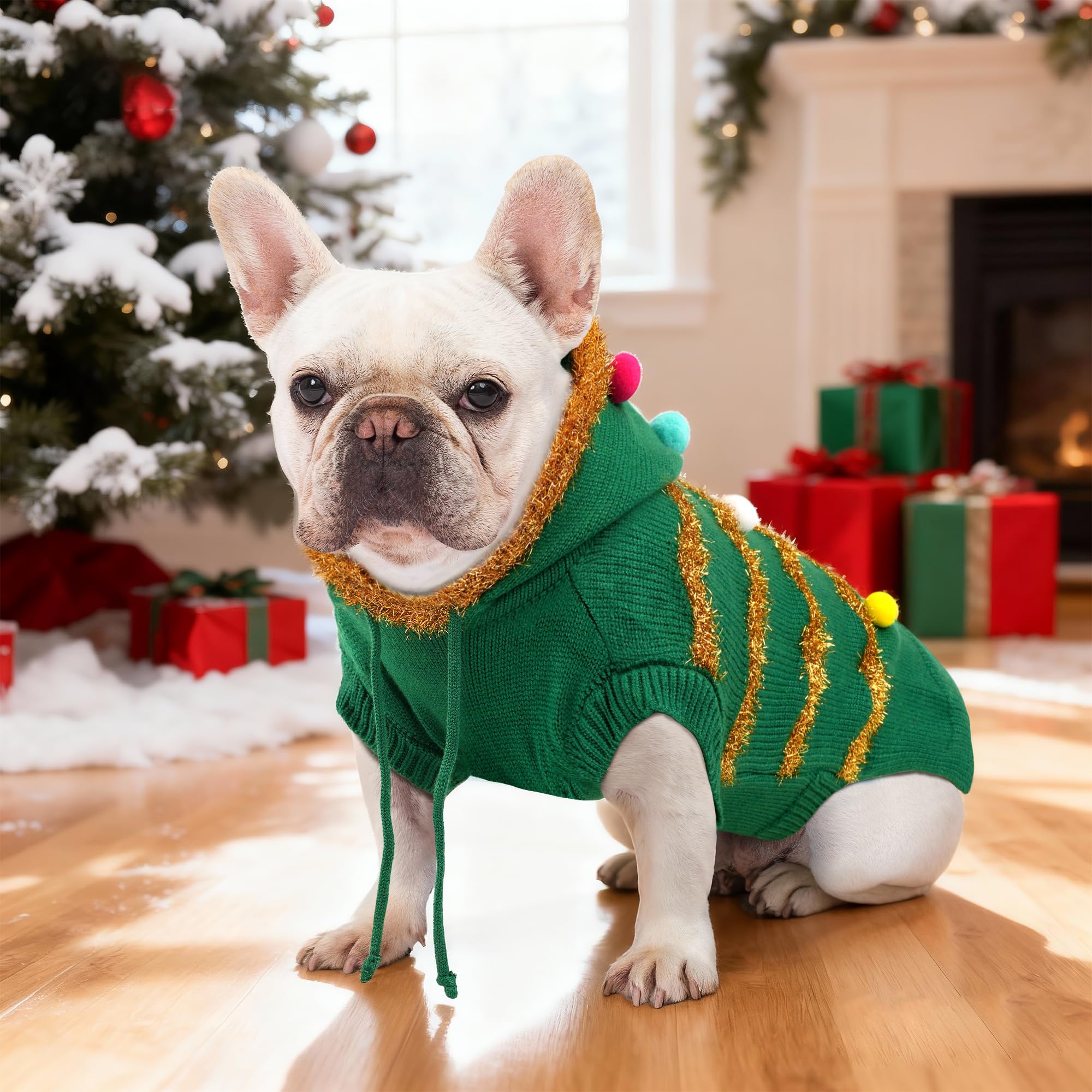 Hunde-Pullover mit Schneemann-Motiv, Weihnachtsbaum, Größe 3XL