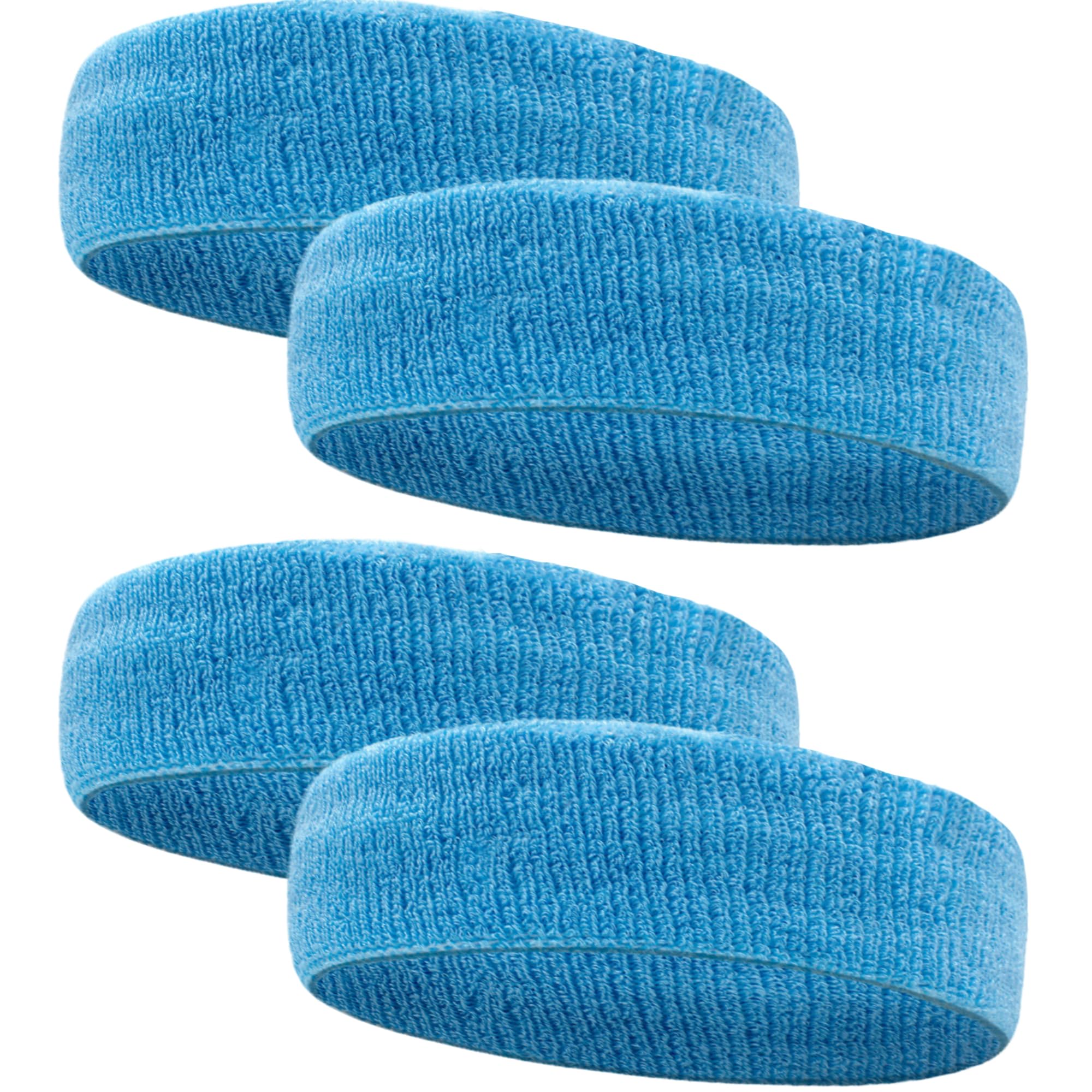 4 Pack Sweatbands Sports Headband for Men and Women, Moisture Wicking Athletic Workout Headband for Running, Tennis, Basketball, Yoga, Gym Stretchy Unisex Sweatband