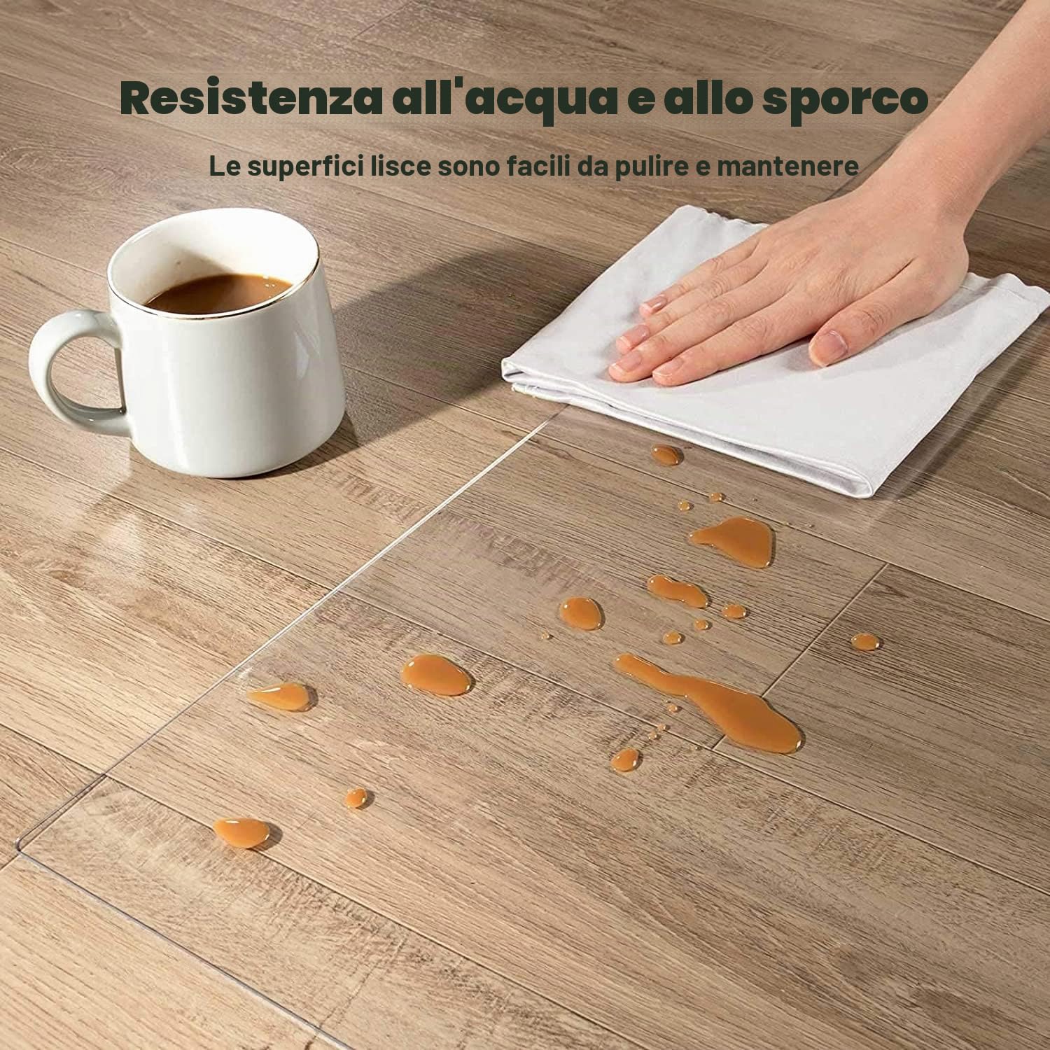 Tappetino trasparente per sedia per pavimenti duri, 75 x 120 cm, rettangolare, ad alta resistenza agli urti, antiscivolo, materiale non rici