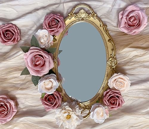 Vista 108 de White Rose Artificial Flowers Fake Flower Bulk with Stems for DIY Wedding Bouquet Bridal Baby Shower Centerpiece Table Decorations Silk Faux Floral