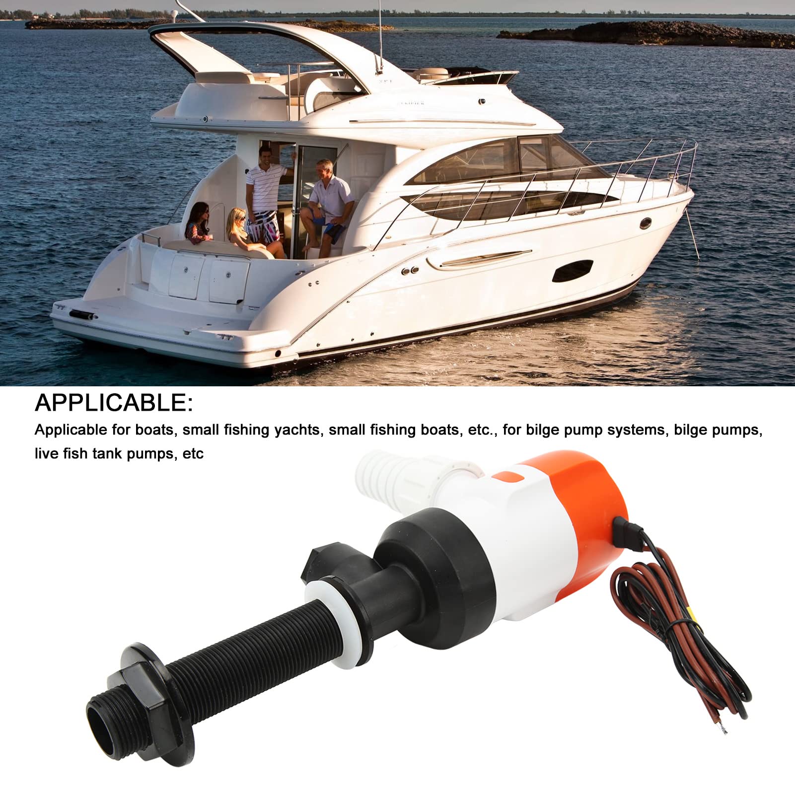 Pompe d'aération de vivier DC 12 V SFBP1 G1100 13 C 1100 GPH Aérateur submersible pour bateau de pêche en eau douce et salée