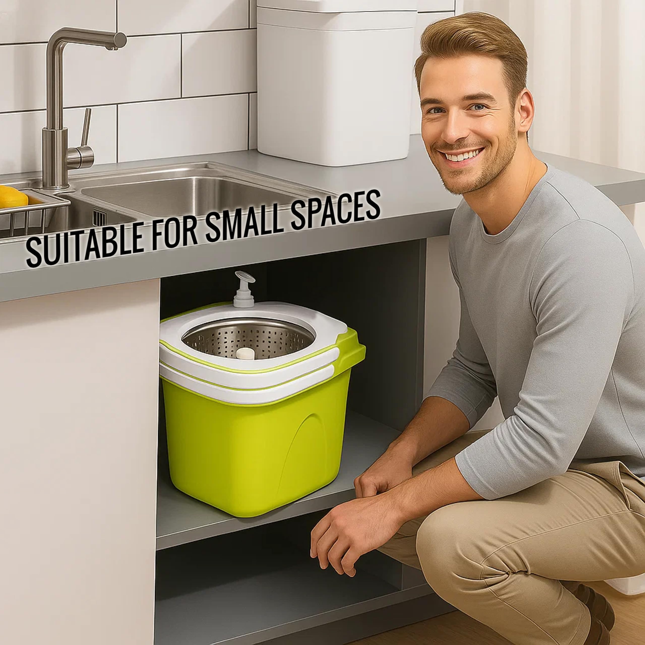 ARSUK Wischmopp Set mit Eimer und Auswringfunktion – Bodenwischer Set für Haushalt | Putzeimer mit Wischmop & 360° Drehmopp – Ideal für Parkett, Fliesen & Laminat | 4 Ersatzköpfen und 1 Mopphalter