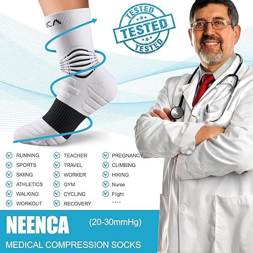 Miniatura 7 de NEENCA Calcetines de compresión médica 2 pares, calcetines de tobillo para recuperación de lesiones, alivio del dolor, hinchazón, protección
