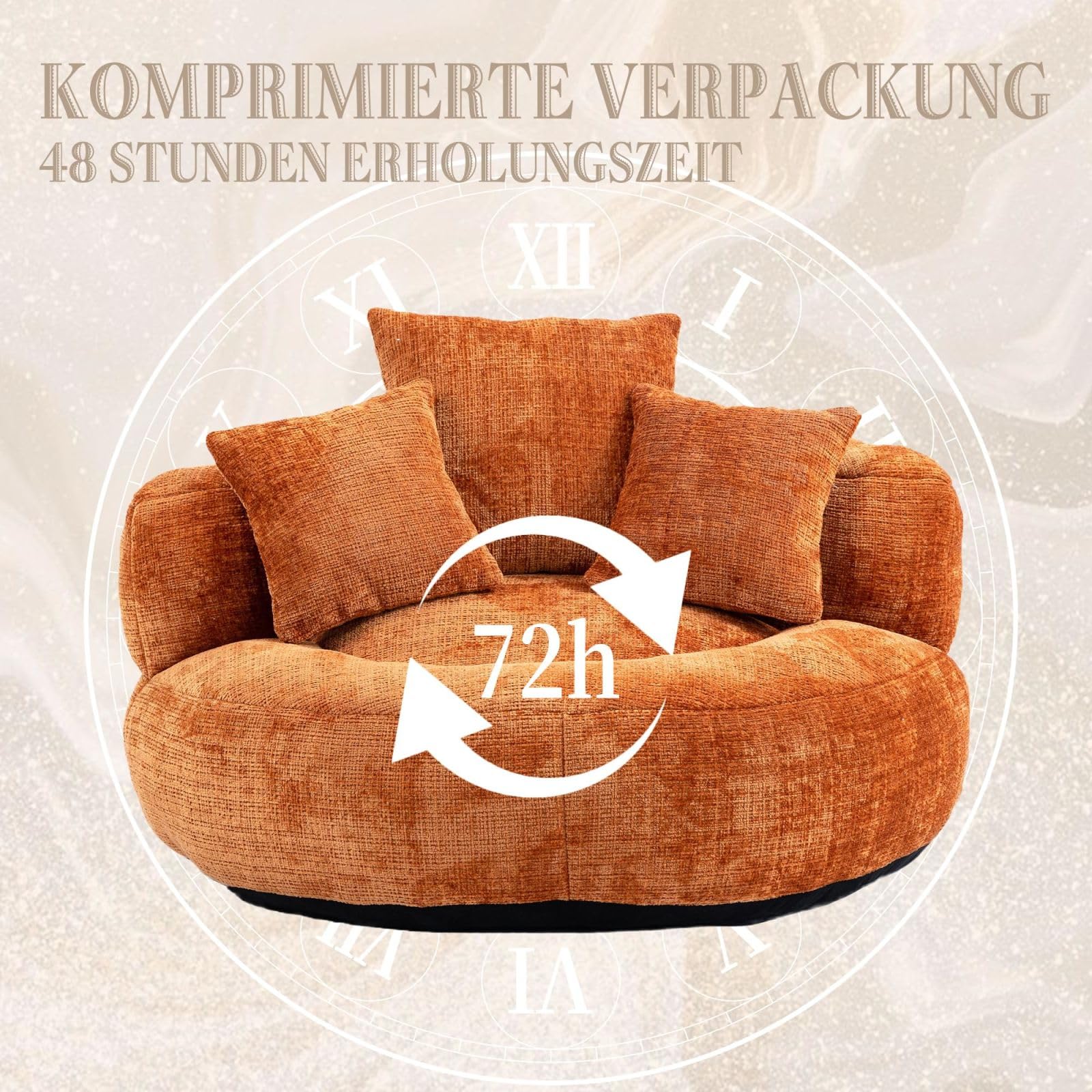 Sitzsack Cord mit hoher Rückenlehne 3 Kissen
