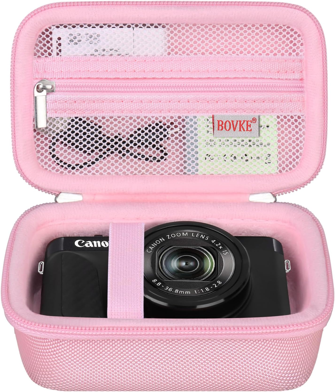 – BOVKE Camera Case for Canon PowerShot G7 X Mark III G7X Mark II Digital Camera, Compact 4K Vlogging Small Cameras Travel Carrying Storage Holder Bag, Mesh Pocket fit Cable, Batteries, SD Card, Pink
