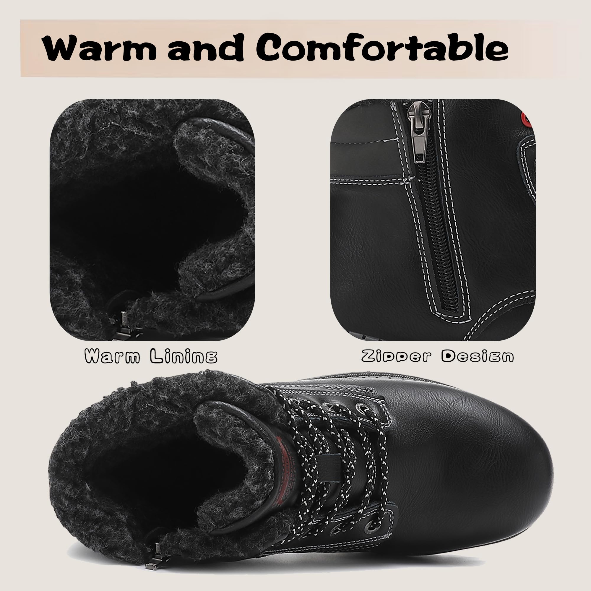 ARRIGO BELLO Stivali Bambino Invernali Scarponcini Bambina Scarpe Neve Ragazzi Cerniera Allacciatura Antiscivolo Caldo Unisex Stivaletti Size 31-39