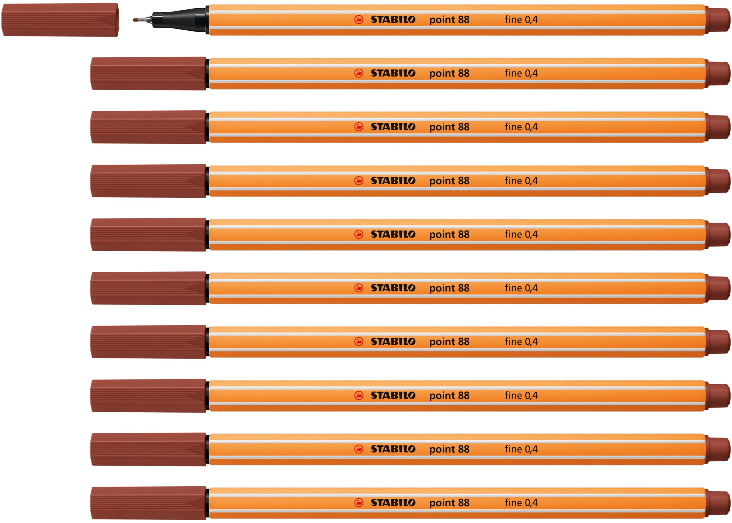 STABILO point 88 - Fineliner - Pack of 10 - Sienna