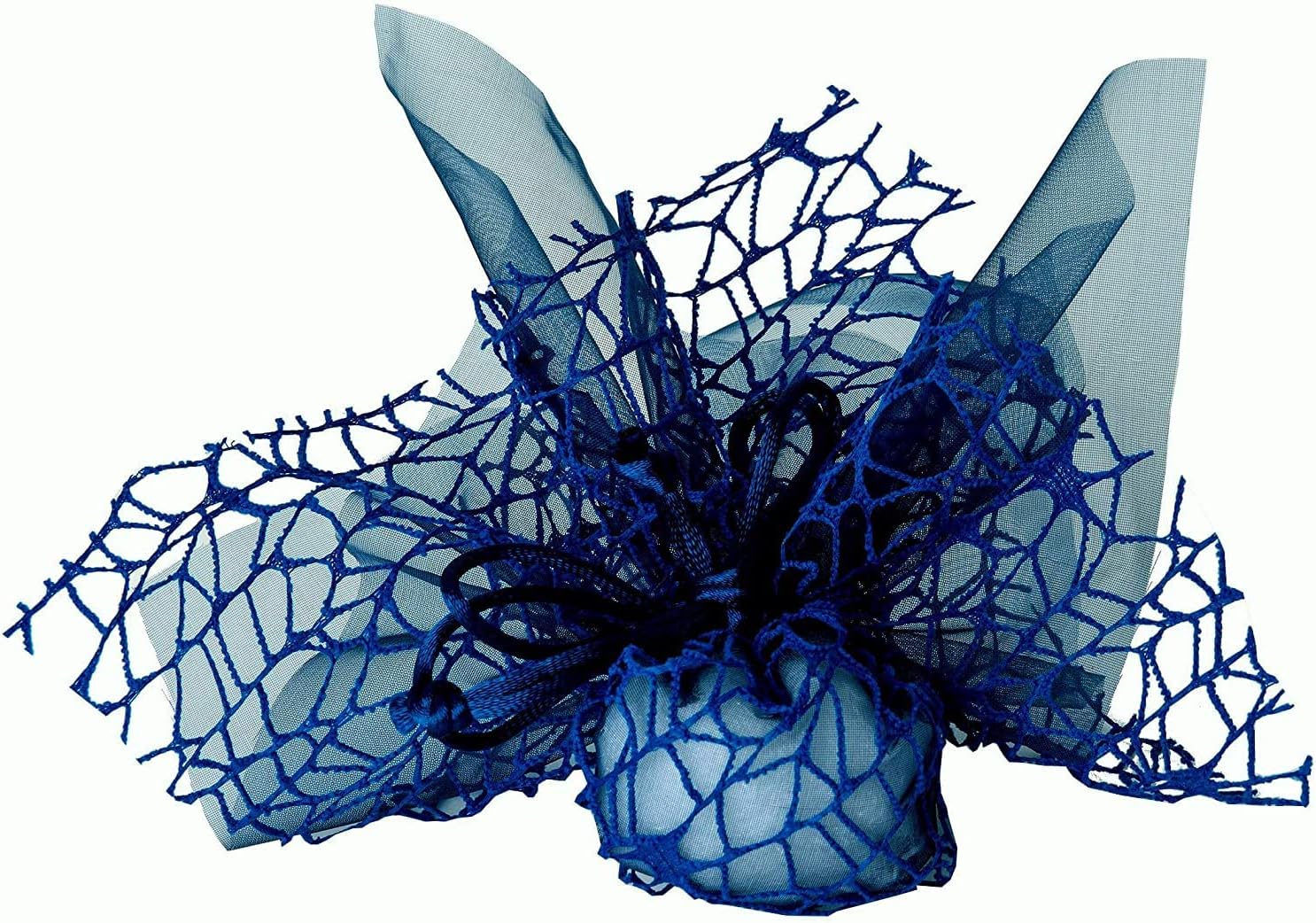Pack of 10, Party Favours Sacchettino Polycotton Network + Veil Organza + Tape autotirante, Portaconfetti. (ck1768) blue