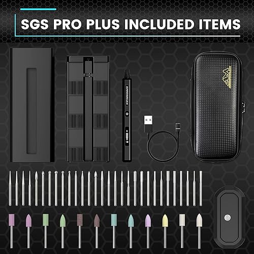 Miniatura 7 de AM ARROWMAX - Bolígrafo de grabado eléctrico, bolígrafo de pulido con 42 bits, funda de aluminio, control de movimiento inteligente, OLED,