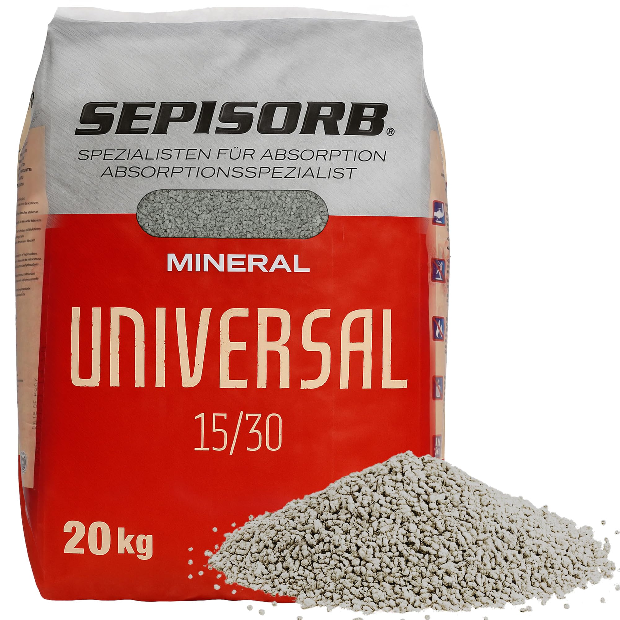 SAMETRUCK 40L Ölbindemittel Sack 20kg Granulat fein Chemikalienbinder Körnung 0,25-1.18mm