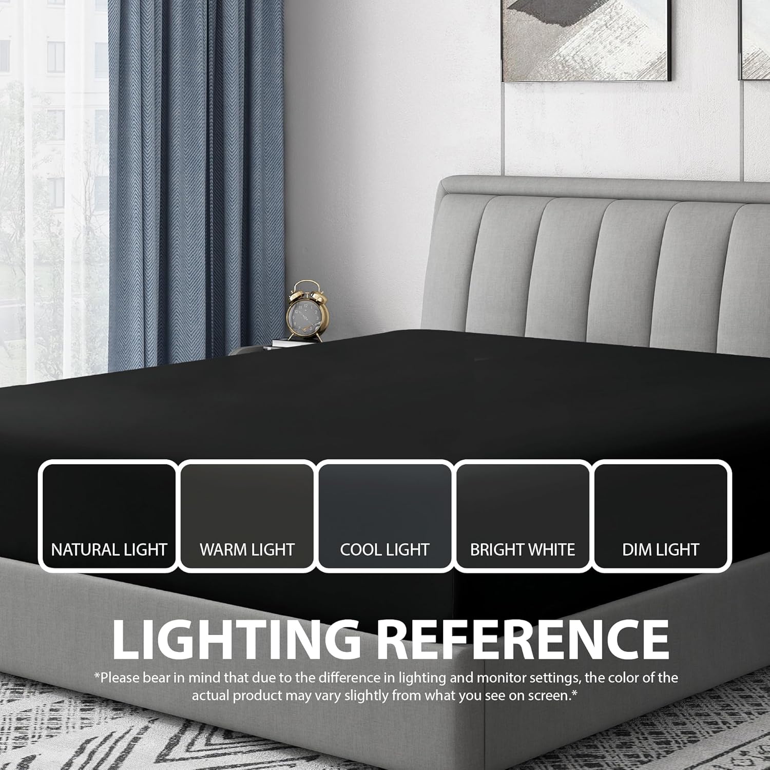 Cathay Home Luxury Wrinkle And Fade Resistant Double Brushed Ultra Soft Microfiber 14-inch Standard Pocket Single Fitted Sheet, Black, Twin - Image 5