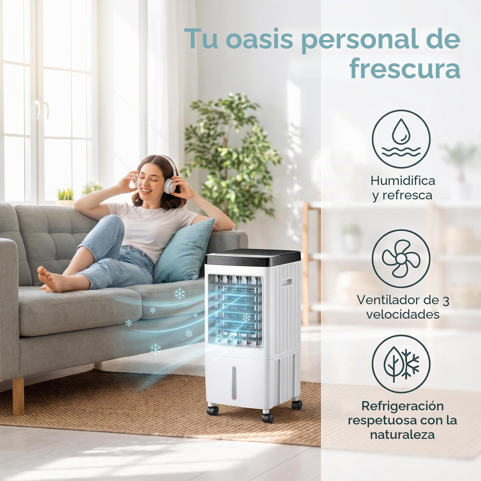 Enfriador De Aire Evaporativo, Ventilador Portátil Con Control Remoto