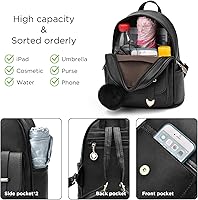 Vista 4 de I IHAYNER Mochila de moda para niñas y adolescentes, monederos de piel sintética con pompón, bolsa de hombro
