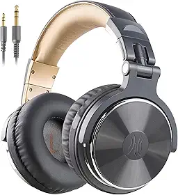 OneOdio Fones de ouvido com fio, monitor de estúdio e mixagem de DJ estéreo, com drivers de neodímio de 50 mm e conector de 1/4 a 3,5 mm para gravação de computador AMP, podcast, teclado, guitarra