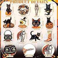 Vista 2 de 36 adornos de Halloween con cuerdas, decoración de madera de Halloween para árbol, calabaza, calavera, gato, decoración de Halloween, adornos