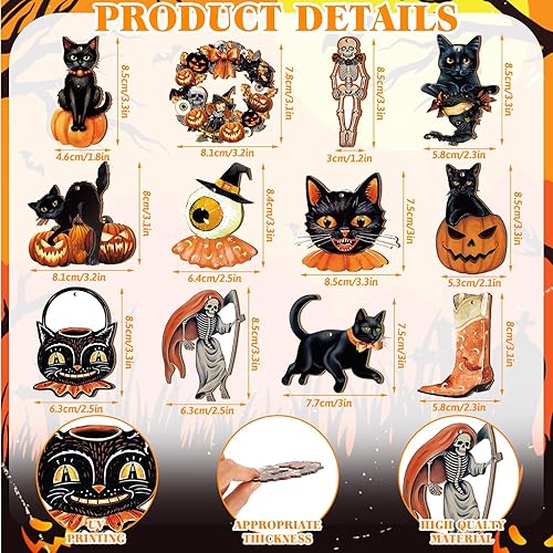 Miniatura 2 de 36 adornos de Halloween con cuerdas, decoración de madera de Halloween para árbol, calabaza, calavera, gato, decoración de Halloween, adornos