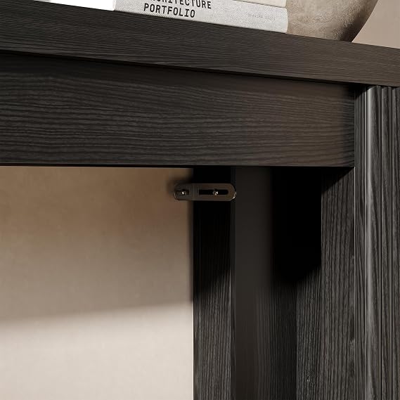 Maupvit Fluted Wooden Console Table with 2 Storage, 71 Inches Rectangular Entryway Table Behind The Couch, Farmhouse Boho Sofa Table for Entrance, Hallway, Living Room (Black)