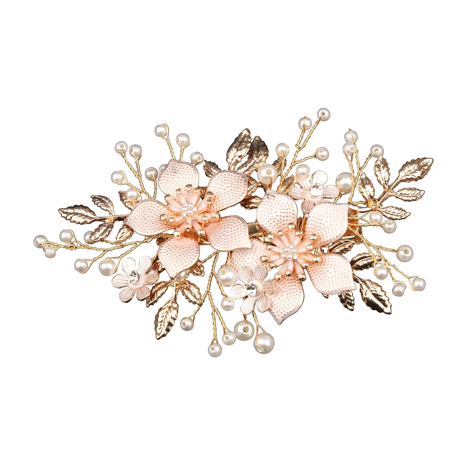 Bridal Wedding Alloy Flowers and Leaves Rhinestone Pearl