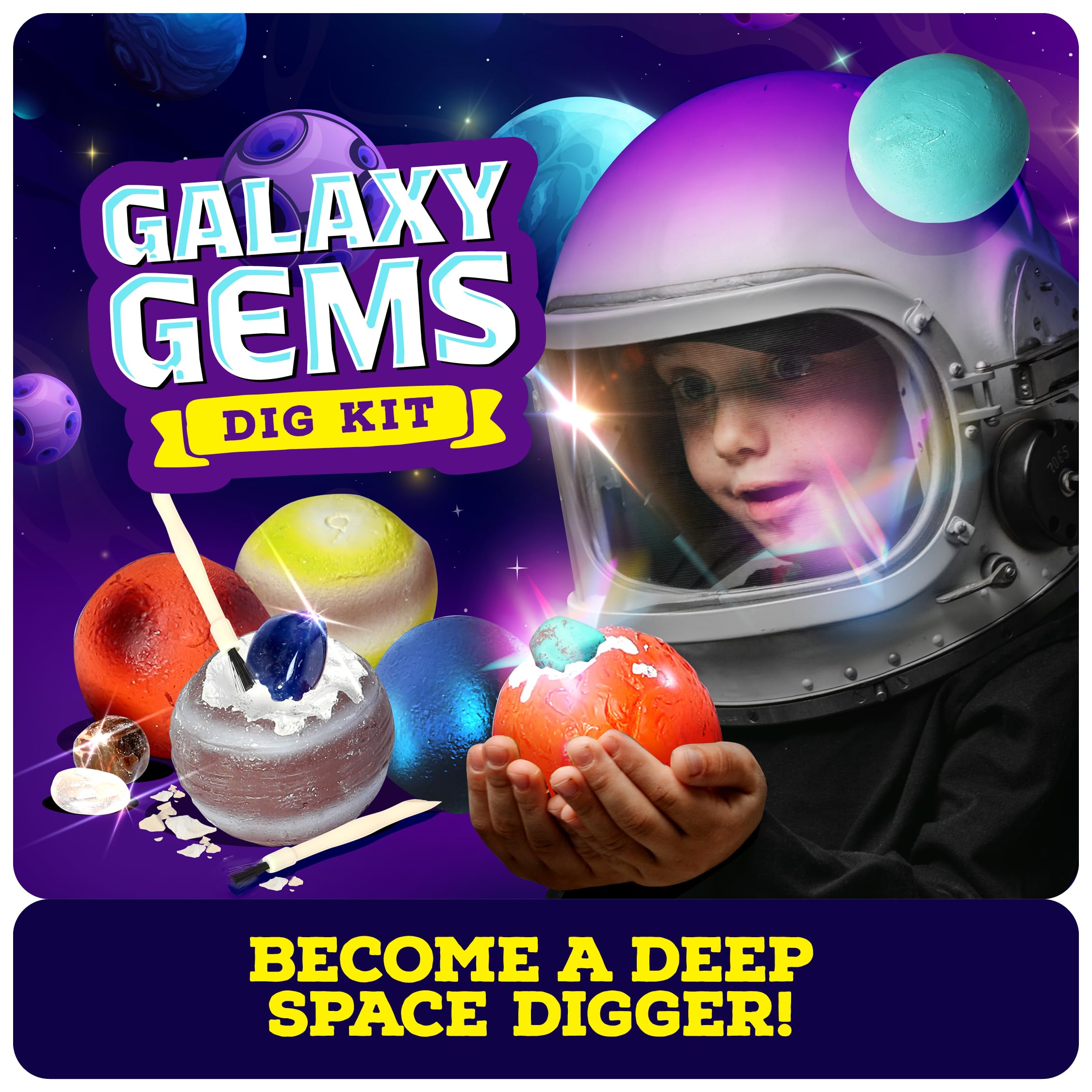 Dan&Darci Galaxy Gem Dig Kit für Kinder – Edelsteine Graben Science Kits für Kinder im Alter von 6–7, 6–8, 8–10 – Geschenke für 6, 7, 8, 9, 10, 11 Jahre alte Jungen und Mädchen