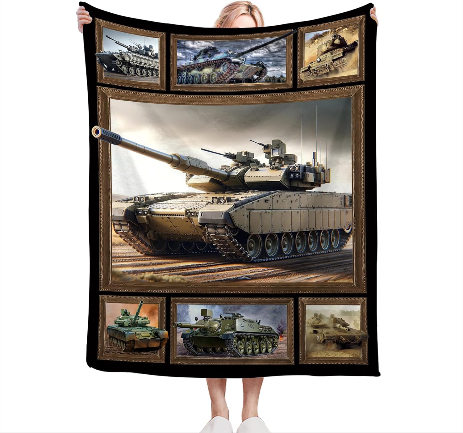 Tank Throw Blanket - Military Gifts for Fans - Soft Warm Cozy Fleece for Boys, Men, Girls, Women, Kids, Adults - Couch, Sofa, Bed - 80"x60"