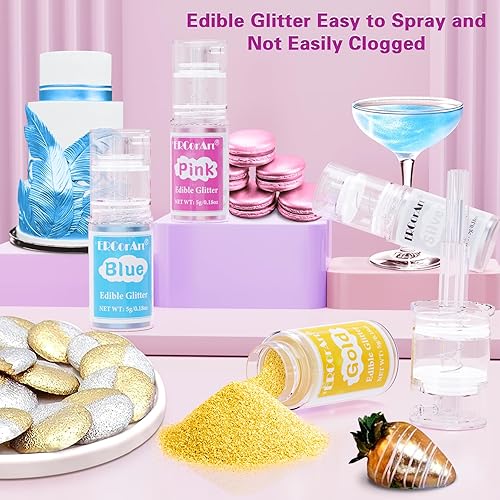 Miniatura 3 de Spray comestible de purpurina  Purpurina comestible de 4 colores para bebidas, polvo comestible de grado alimenticio, purpurina brillante para