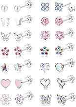 MILACOLATO 14 Pairs Earrings for Women Girls Earrings Stainless Steel Flat Back Stud Earrings Jewelry Children Girl Hypoallergenic Earring
