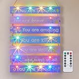 FIOBEE Girls Room Décor for Teen Girls Boys with LED Light Wall Decor for Bedroom Motivational Inspirational Wall Art Girl Room Decoration for Kids Studyroom, 8 Kinds of Lights, Purple Butterfly